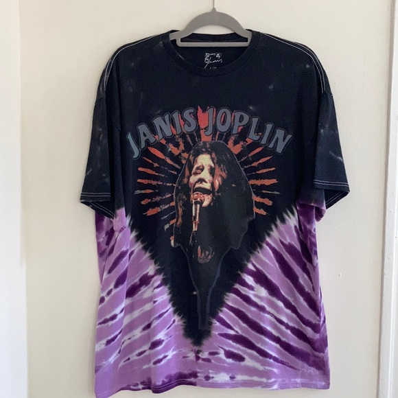 Janis Joplin Tops - Janis Joplin Rock N Roll Oversized Graphic Purple Tie Dye Band Tee Size …
